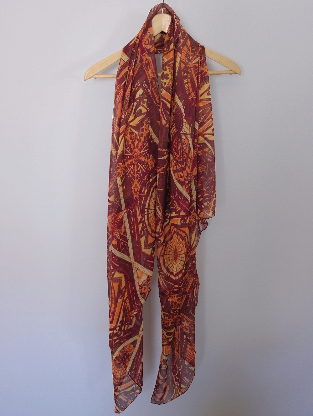 Jean Paul Gaultier 100% Silk Large Rectangle Sheer Scarf